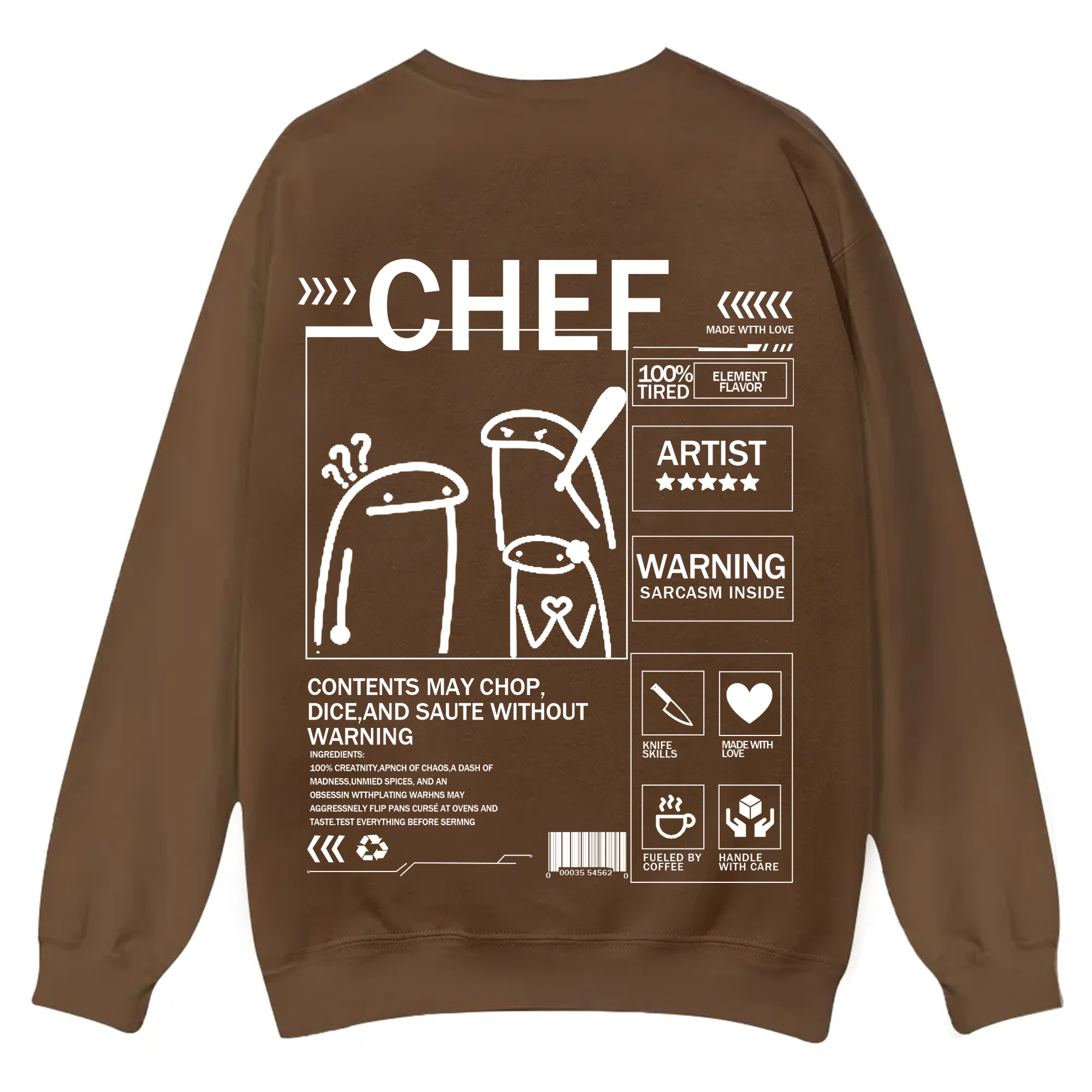 Chef Solid Color Unisex Casual Crewneck Sweatshirt