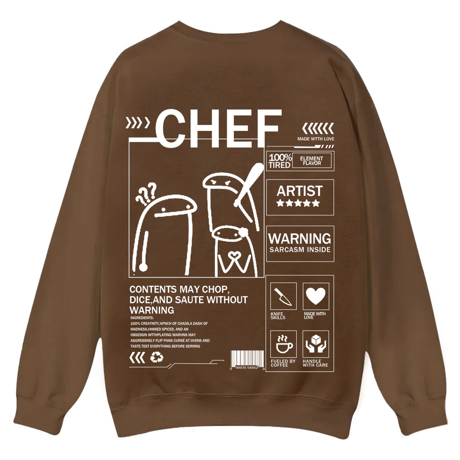 Chef Solid Color Unisex Casual Crewneck Sweatshirt