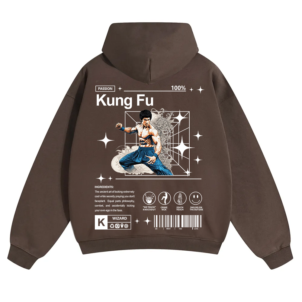 Kung Fu Unisex Solid Color Hoodie wearishow