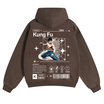 Kung Fu Unisex Solid Color Hoodie wearishow