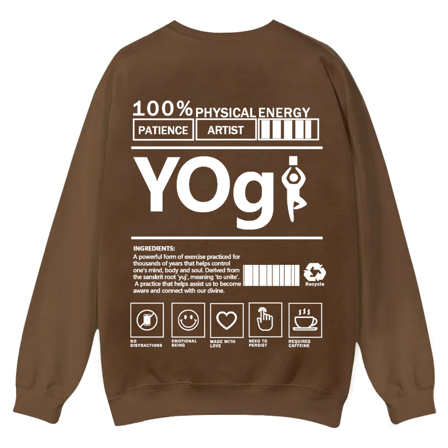 Yogi Solid Color Unisex Casual Crewneck Sweatshirt