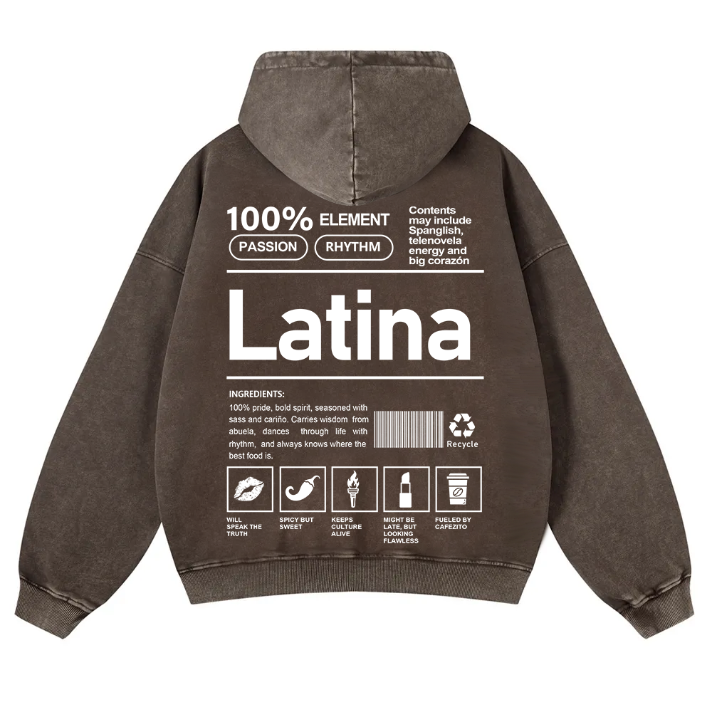 Latina Unisex Fit  Washed Hoodie wearishow