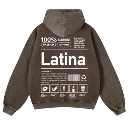 Latina Unisex Fit  Washed Hoodie wearishow