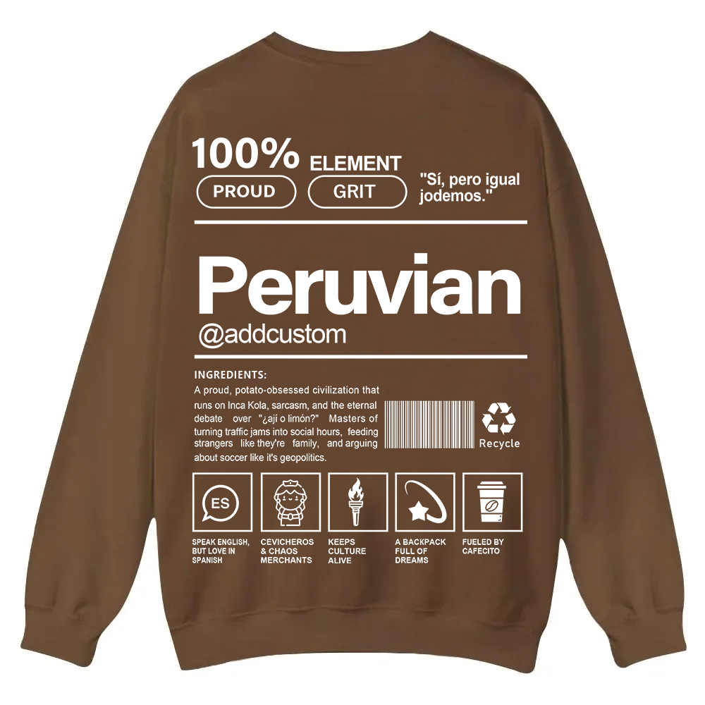 Peruvian Addcustom Unisex Fit  Casual Crewneck Sweatshirt wearishow