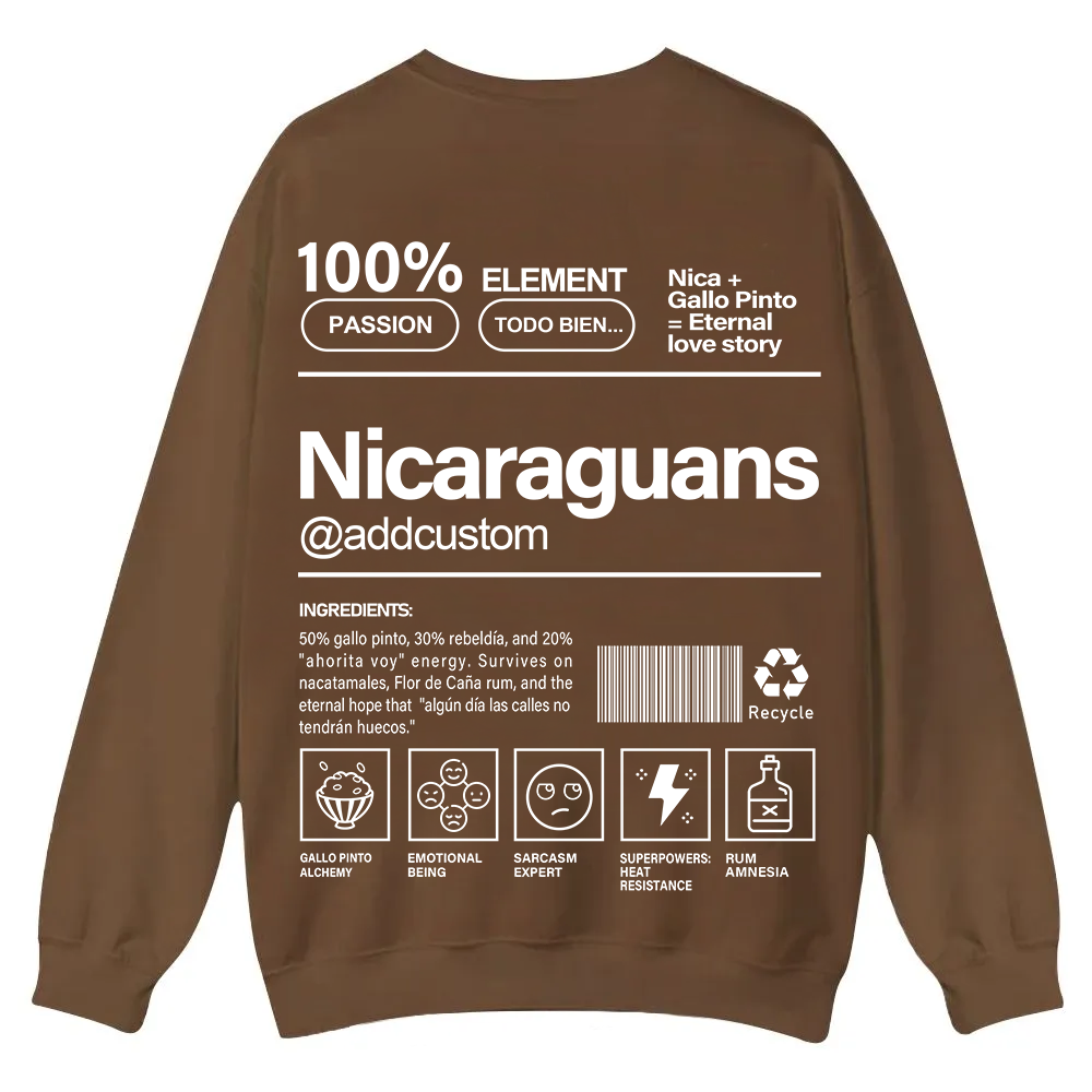 Nicaraguans Addcustom Unisex Fit  Casual Crewneck Sweatshirt wearishow