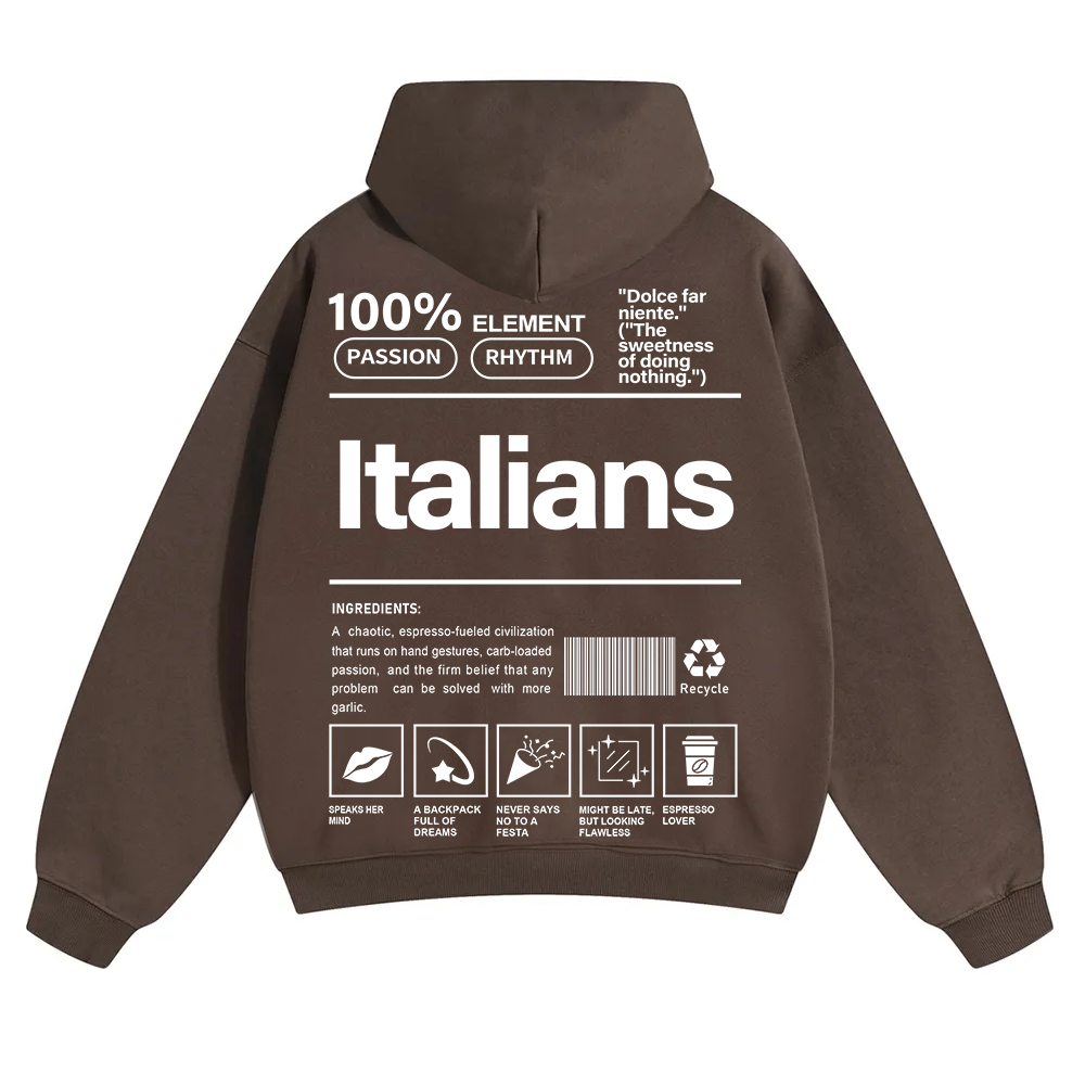 Italians Unisex Fit Color Hoodie wearishow