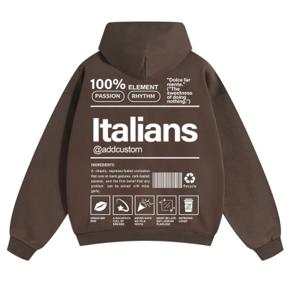 Italians Addcustom Unisex Fit Color Hoodie wearishow