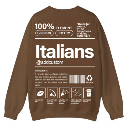Italians Addcustom Unisex Fit  Casual Crewneck Sweatshirt wearishow