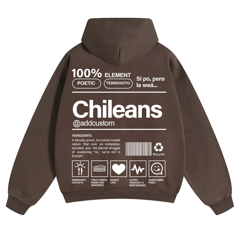 Chileans Addcustom Unisex Fit Color Hoodie wearishow