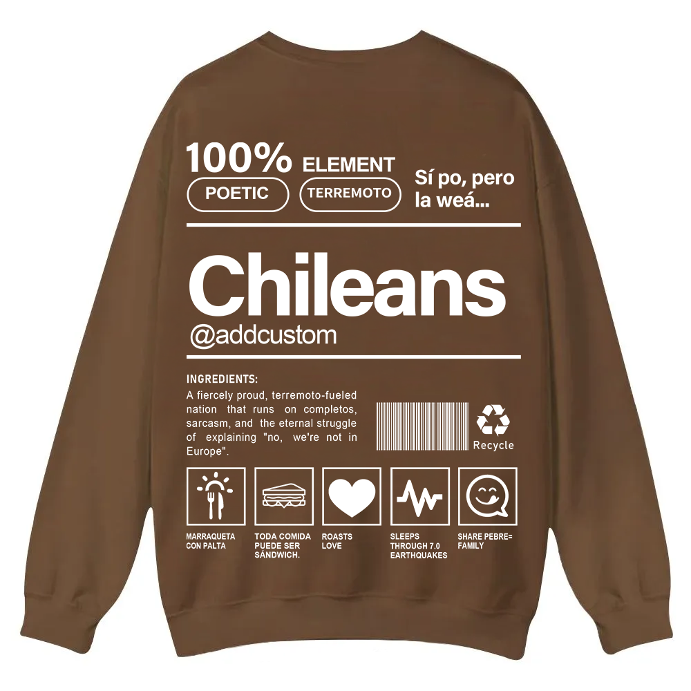 Chileans Addcustom Unisex Fit  Casual Crewneck Sweatshirt wearishow