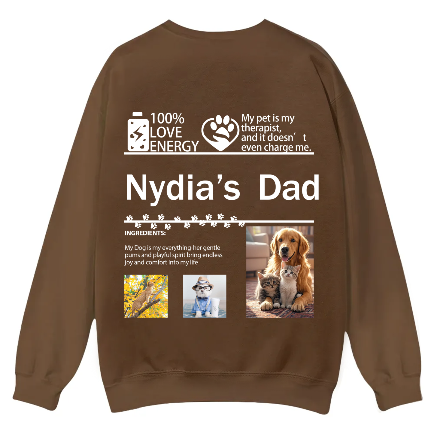 Pet Photo Creative Customized Unisex Casual Crewneck Sweatshirt