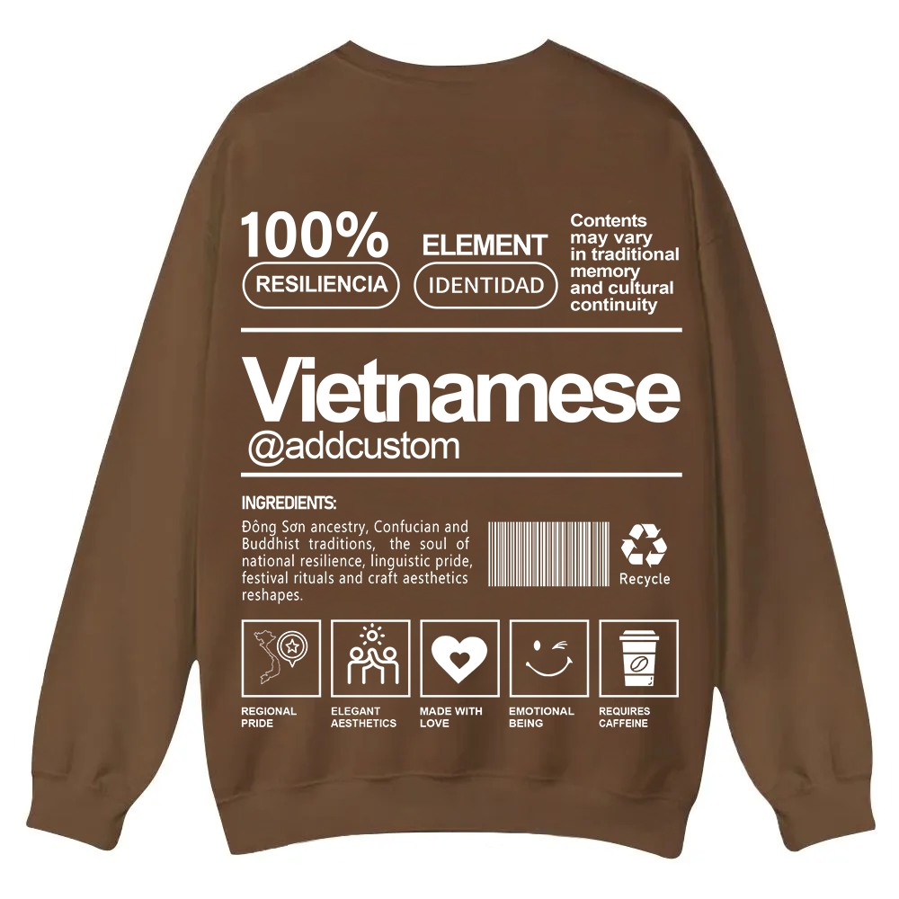 Vietnamese Addcustom Unisex Fit  Casual Crewneck Sweatshirt wearishow