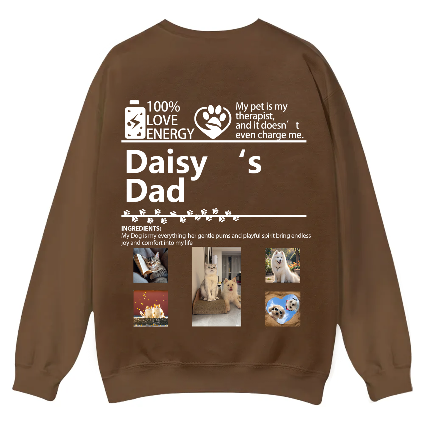 Pets Photos Creative Customized Unisex Casual Crewneck Sweatshirt