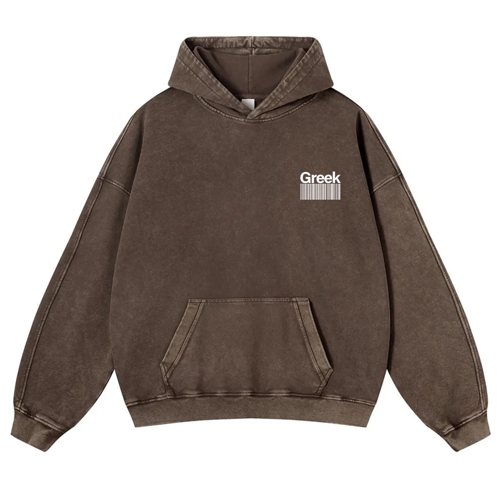 Greek Unisex Fit  Washed Hoodie wearishow