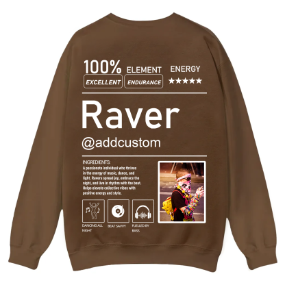 Addcustom  Photo Raver Casual Crewneck Sweatshirt wearishow