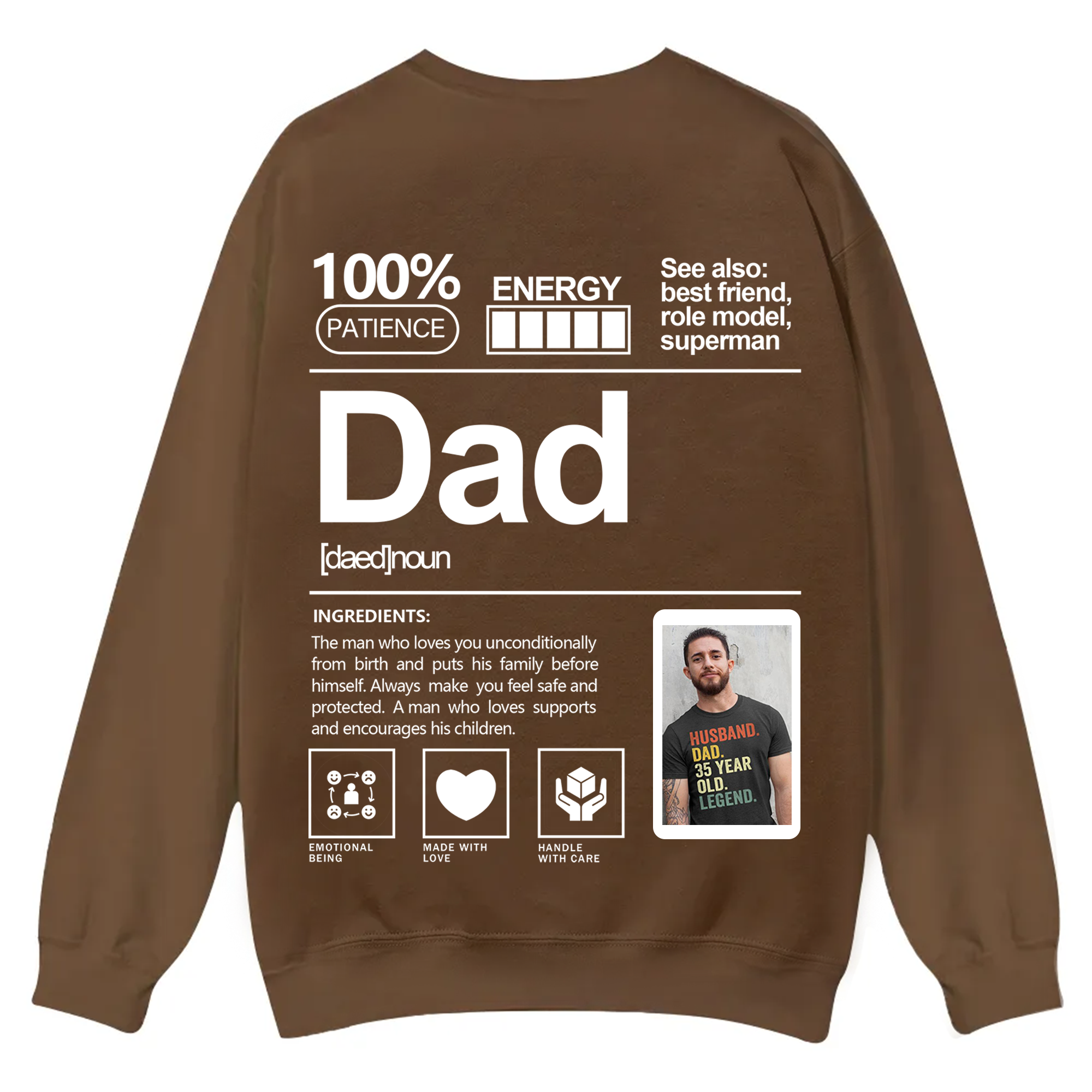 Addcustom  Photo Dad Casual Crewneck Sweatshirt