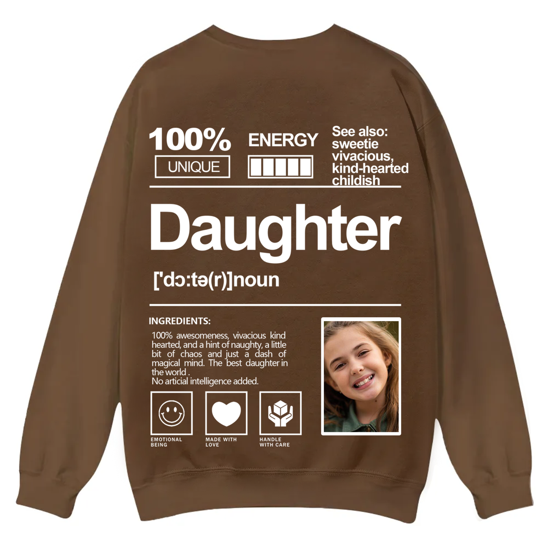 Addcustom  Photo family Casual Crewneck Sweatshirt