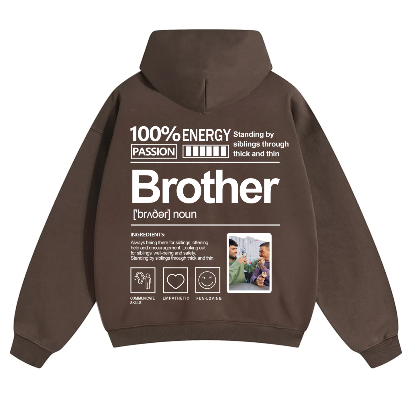 Addcustom Photo Brother Solid Color Hoodie