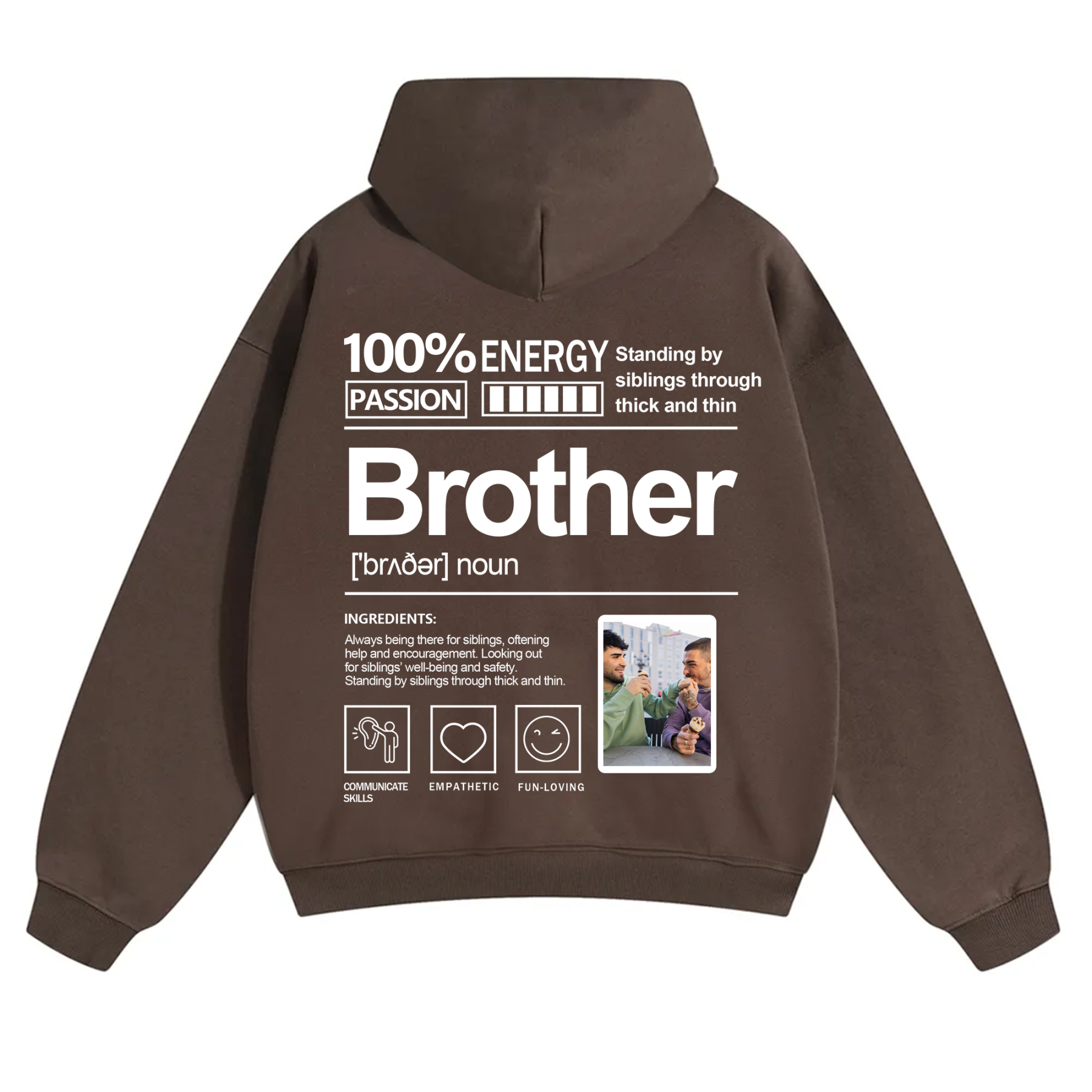 Addcustom Photo Brother Solid Color Hoodie