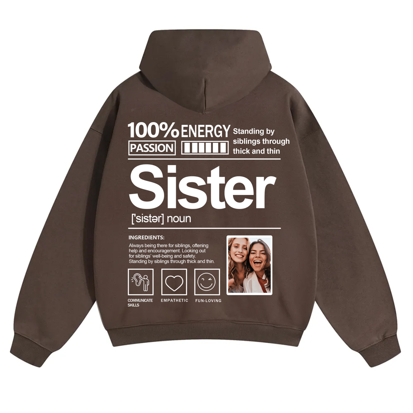 Addcustom Photo Sister Solid Color Hoodie