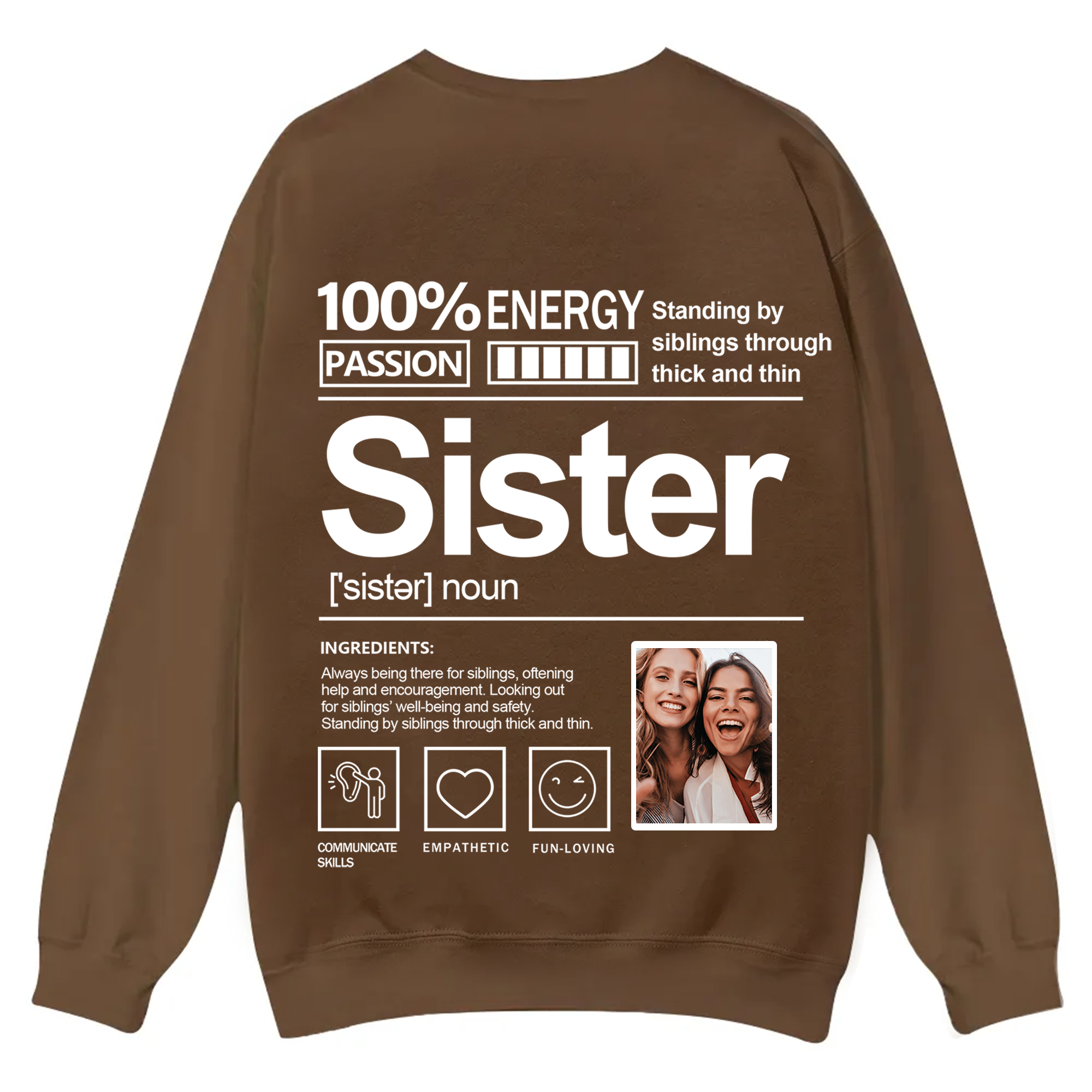 Addcustom  Photo Sister Casual Crewneck Sweatshirt