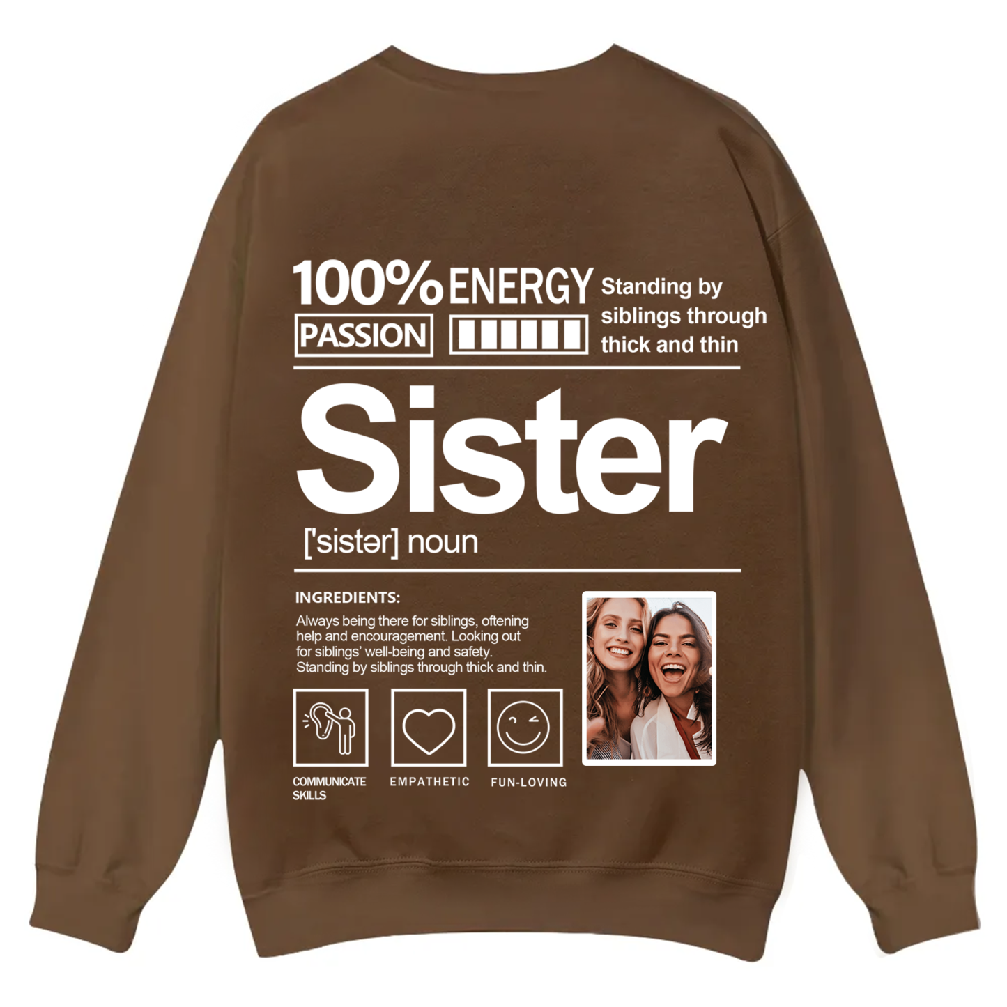 Addcustom  Photo Sister Casual Crewneck Sweatshirt