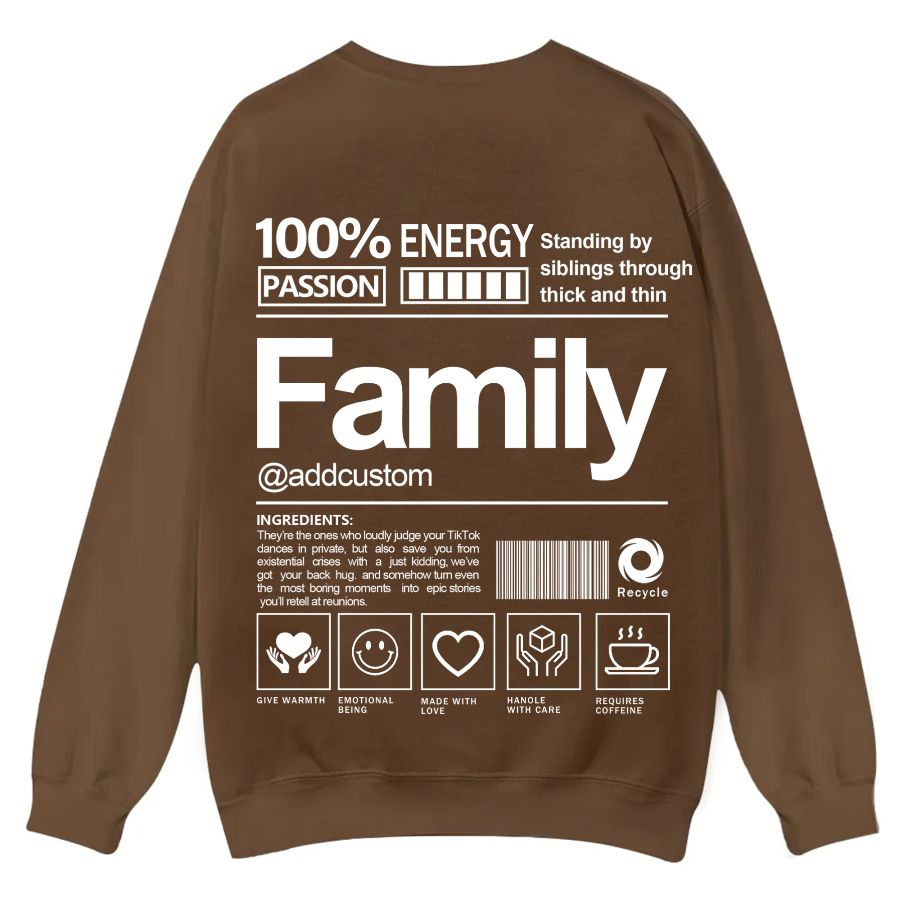Family Addcustom Casual Crewneck Sweatshirt