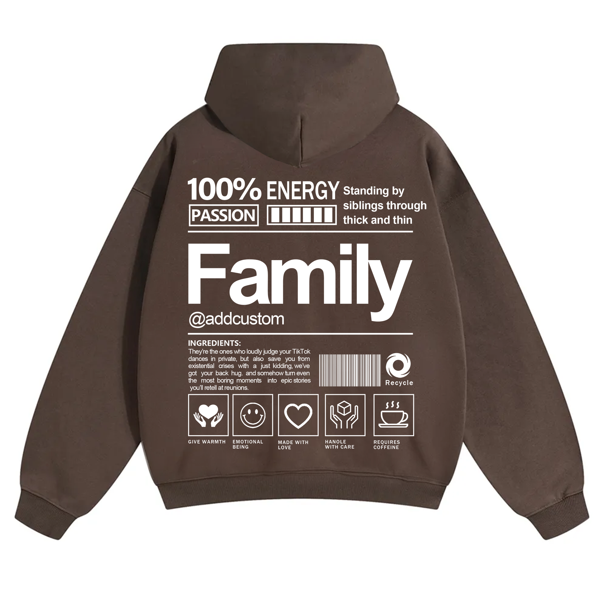 Family Addcustom Solid Color Hoodie