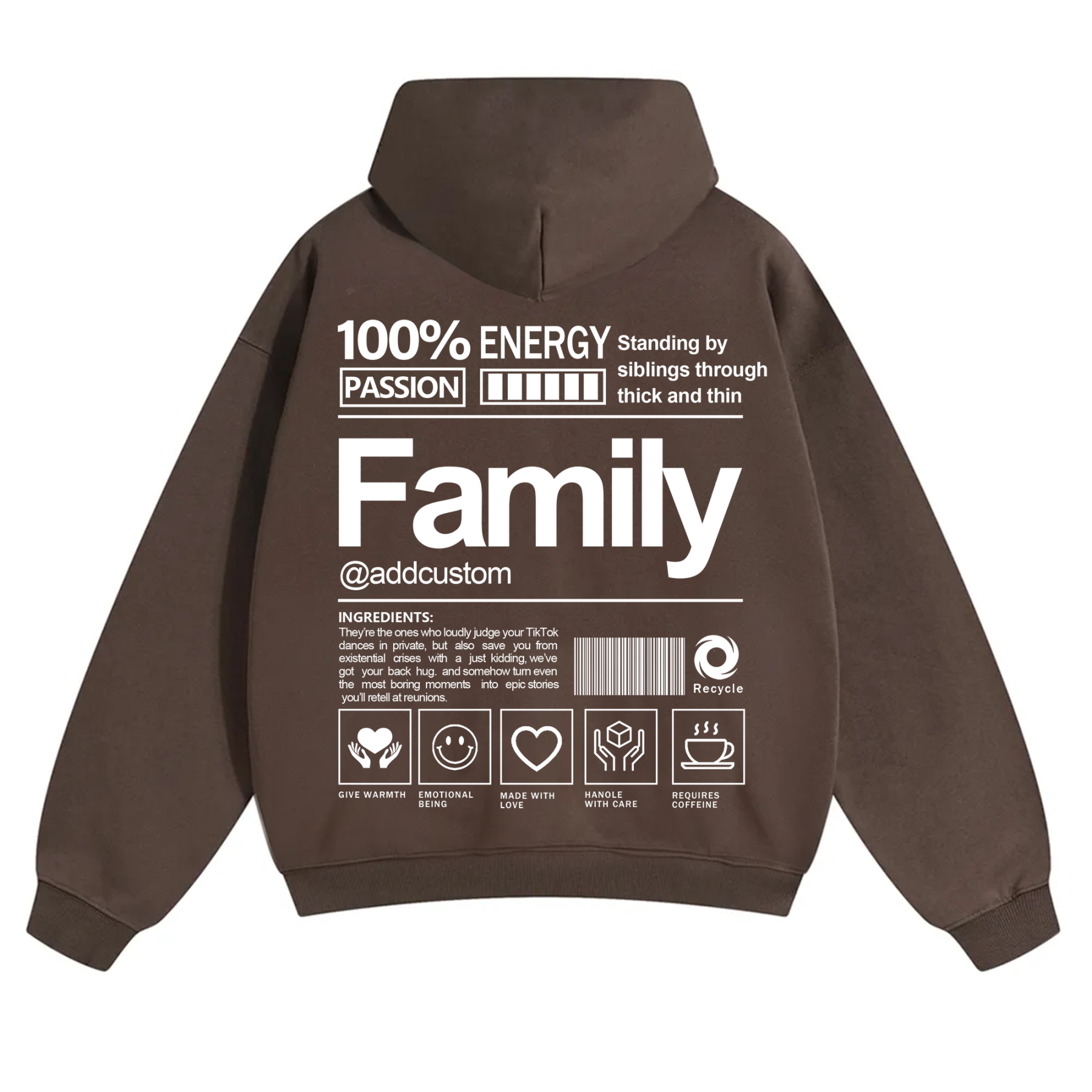 Family Addcustom Solid Color Hoodie