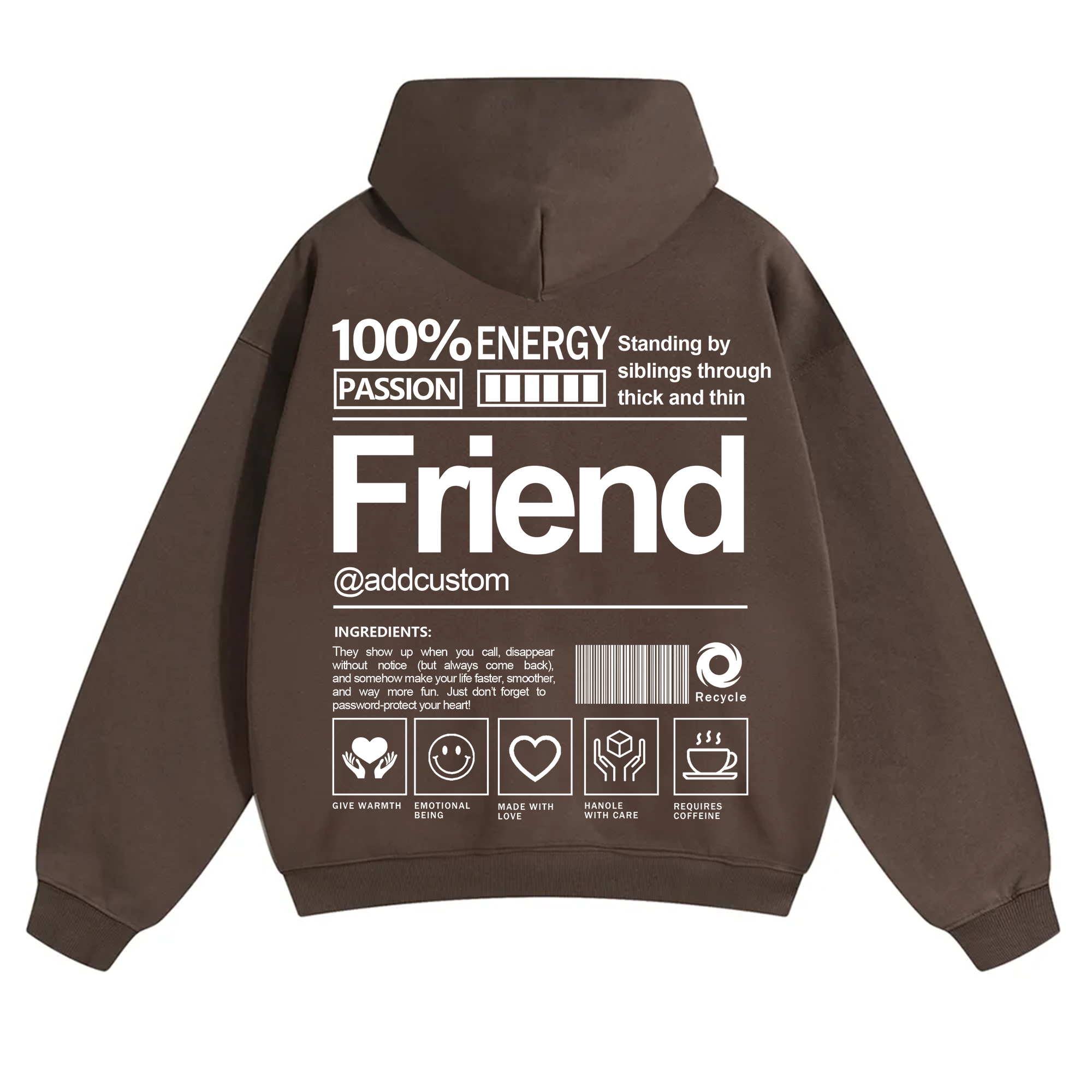 Friend Addcustom Solid Color Hoodie