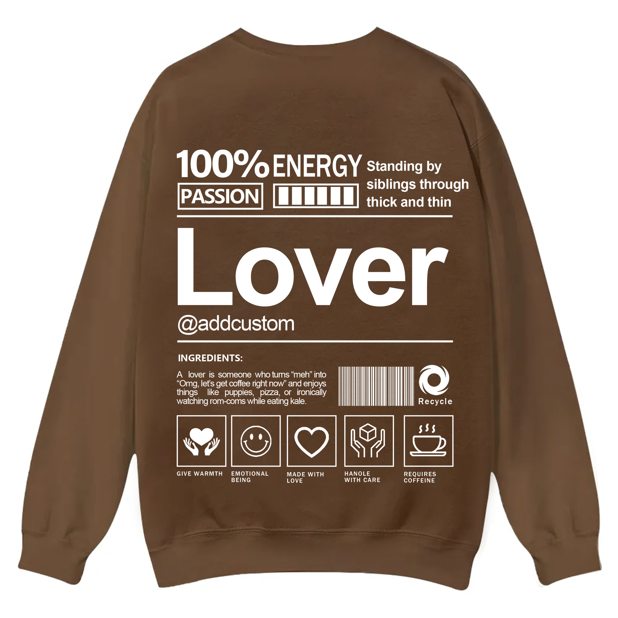 Lover Addcustom Casual Crewneck Sweatshirt