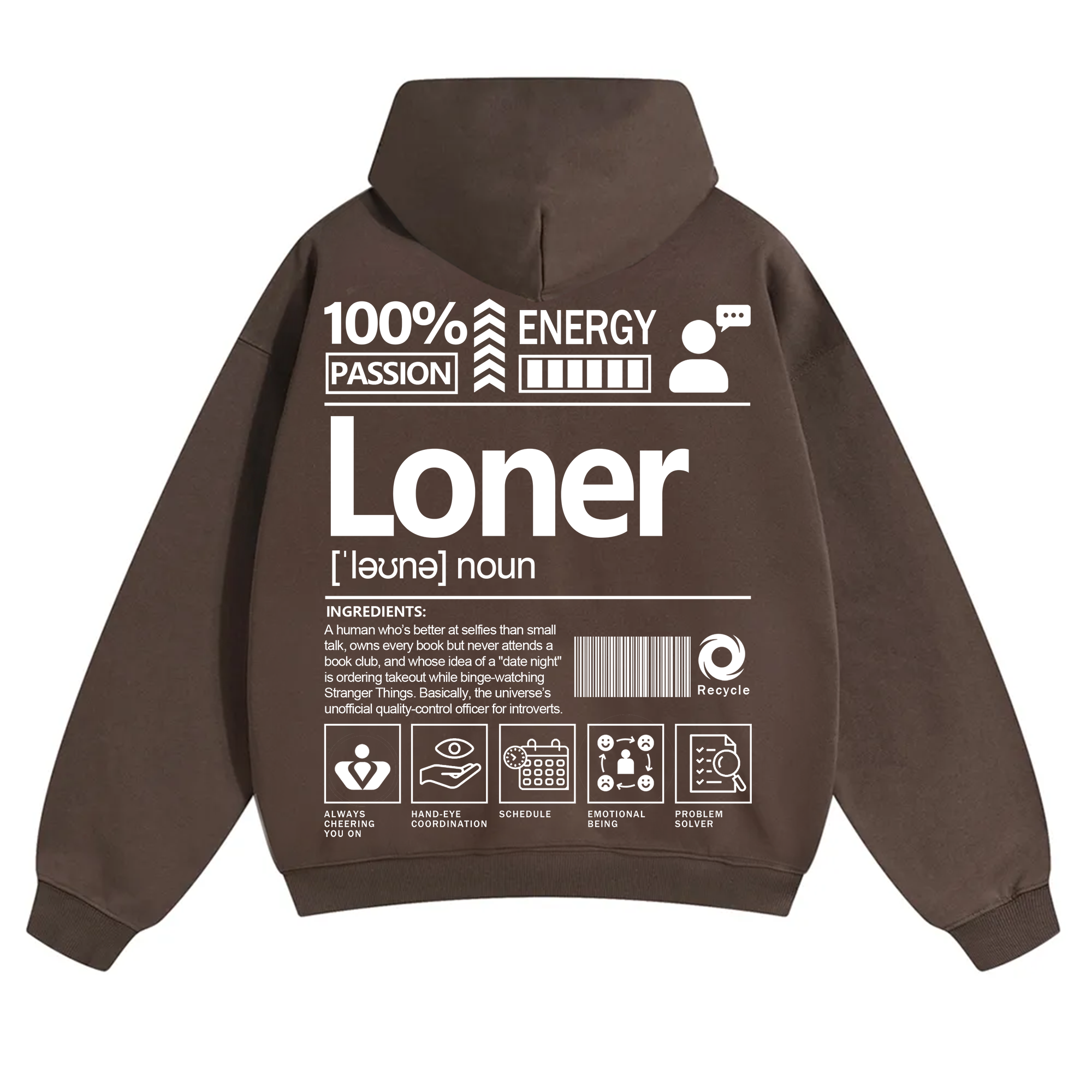 Loner Unisex Fit Solid Color Hoodie