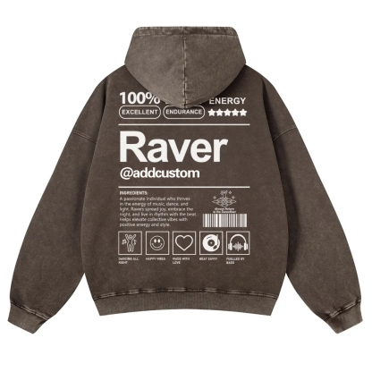 Addcustom Raver Casual Washed Hoodie wearishow