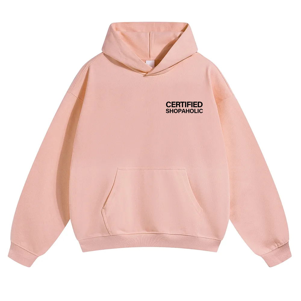 Certified Shopaholic Unisex Solid Color Hoodie wearishow