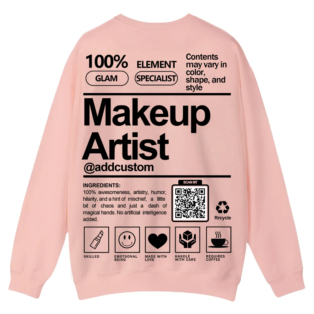 Wearishow Makeup Artist Addcustom QR Code Casual Crewneck Sweatshirt
