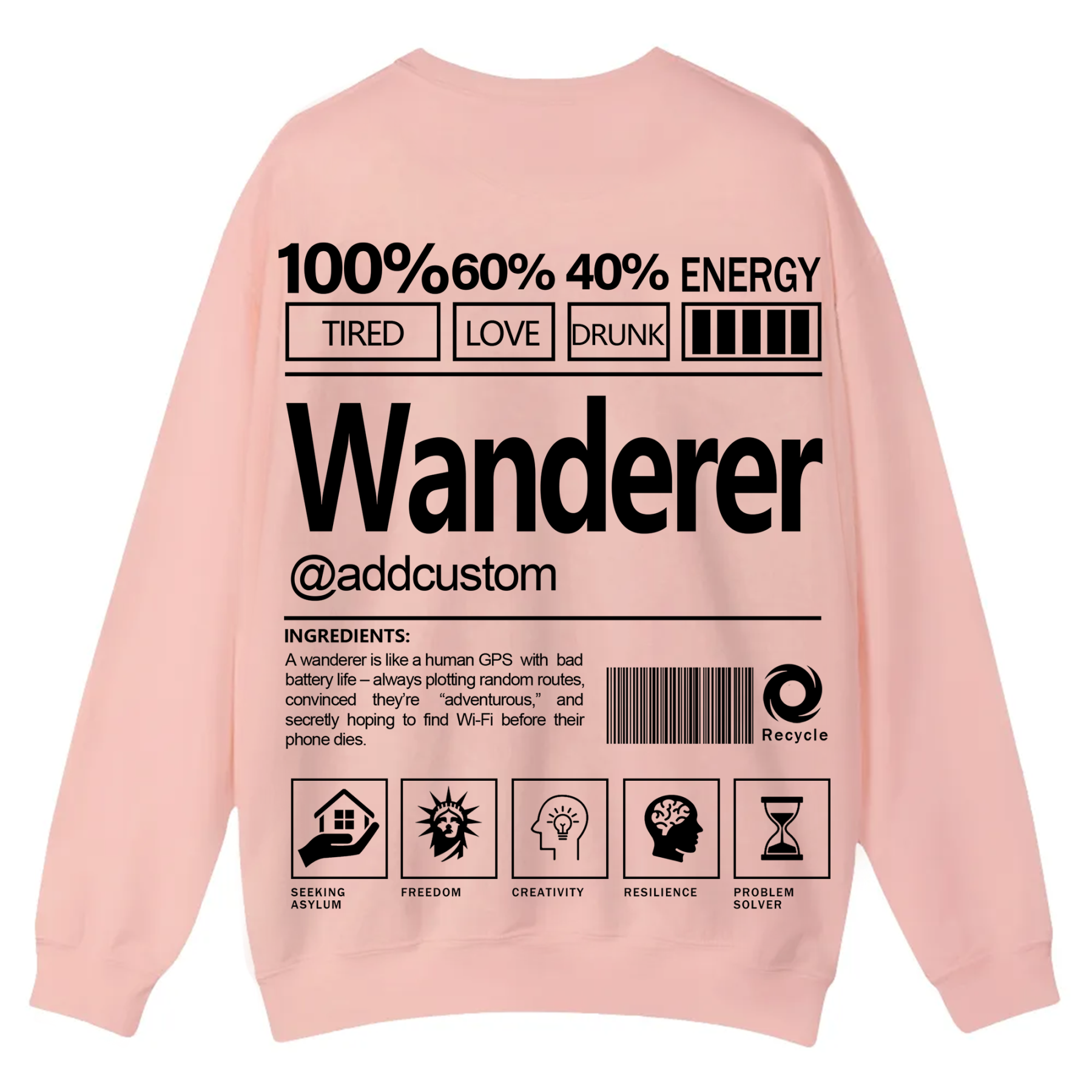 Wanderer Addcustom Unisex Fit Casual Crewneck Sweatshirt