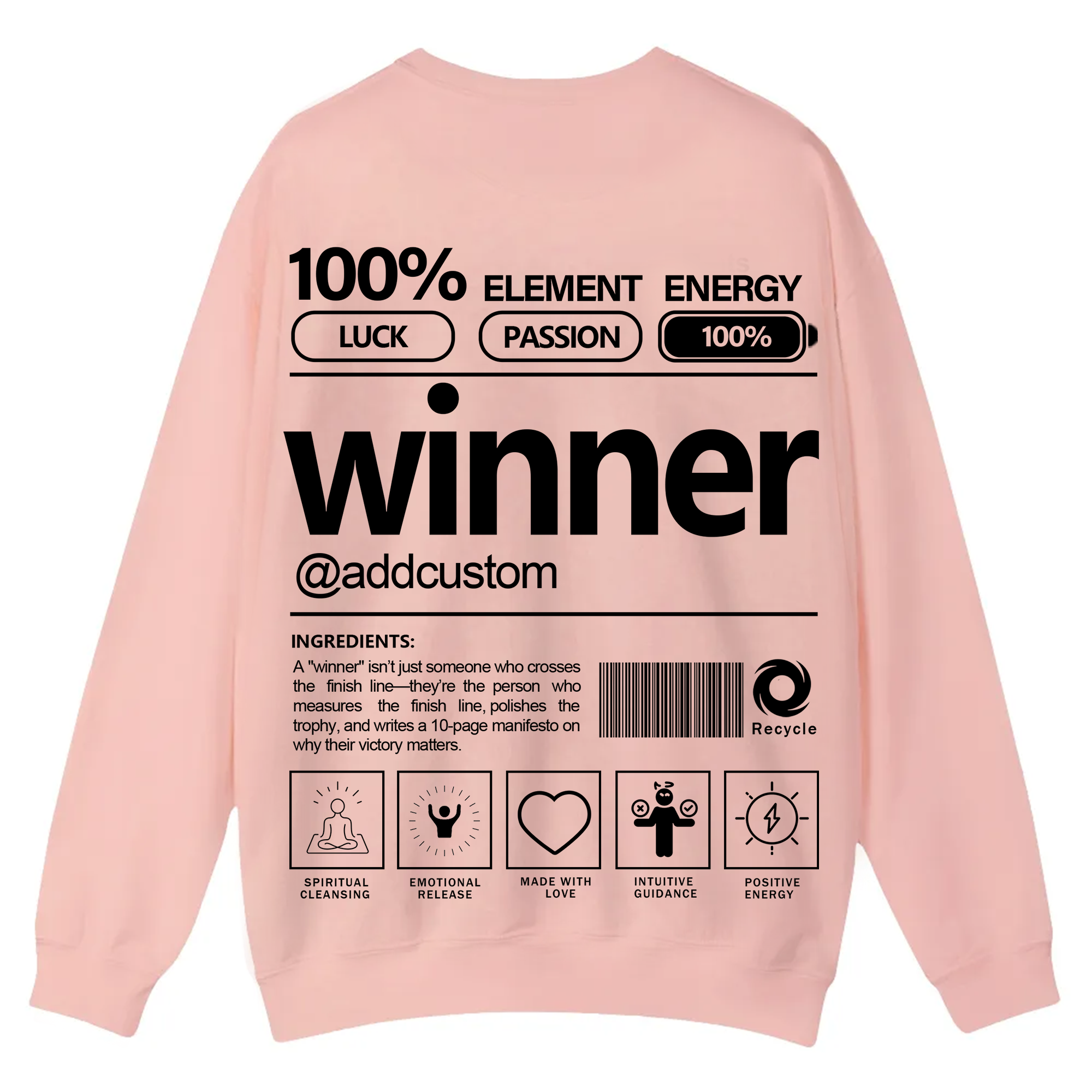Winner Addcustom Unisex Fit Casual Crewneck Sweatshirt