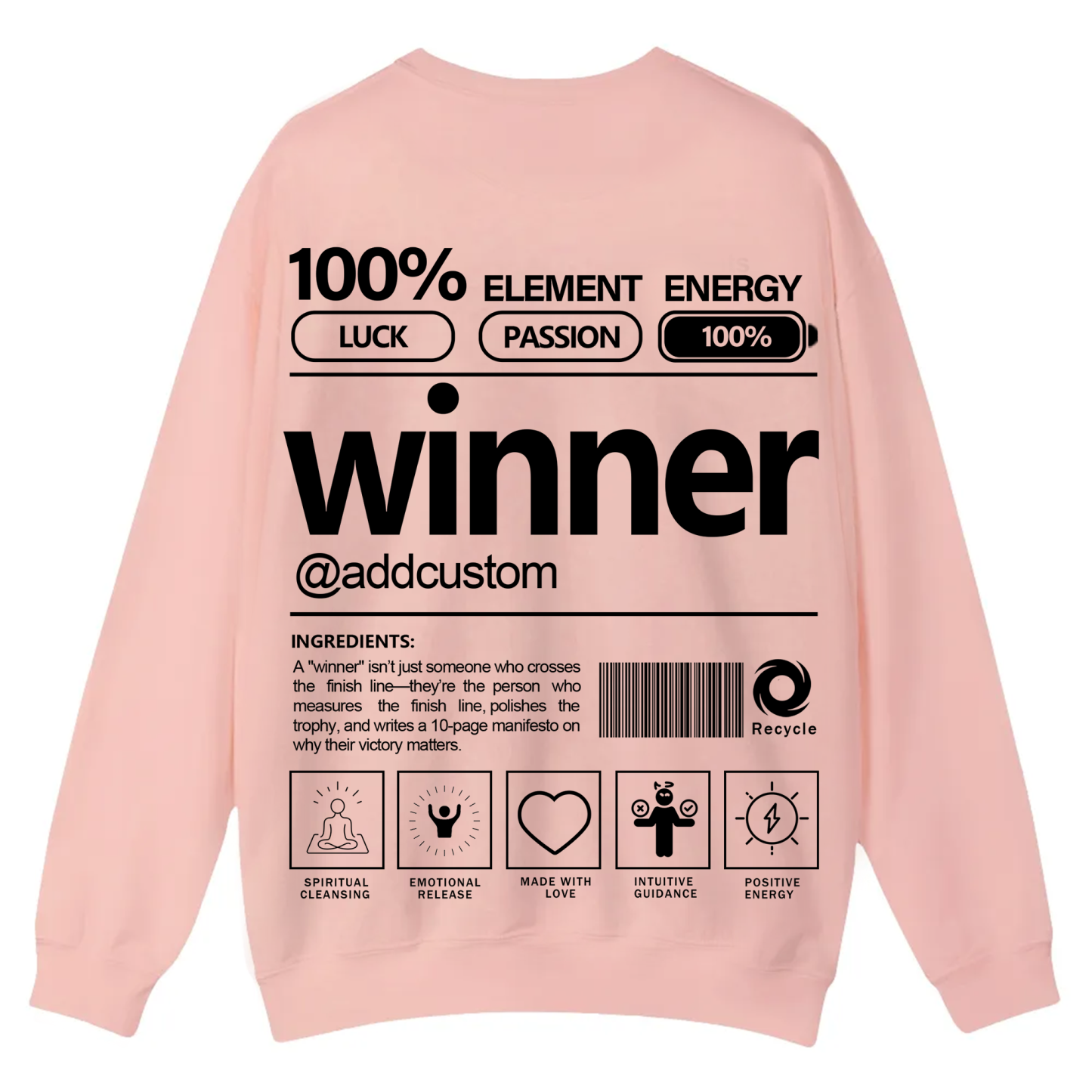 Winner Addcustom Unisex Fit Casual Crewneck Sweatshirt