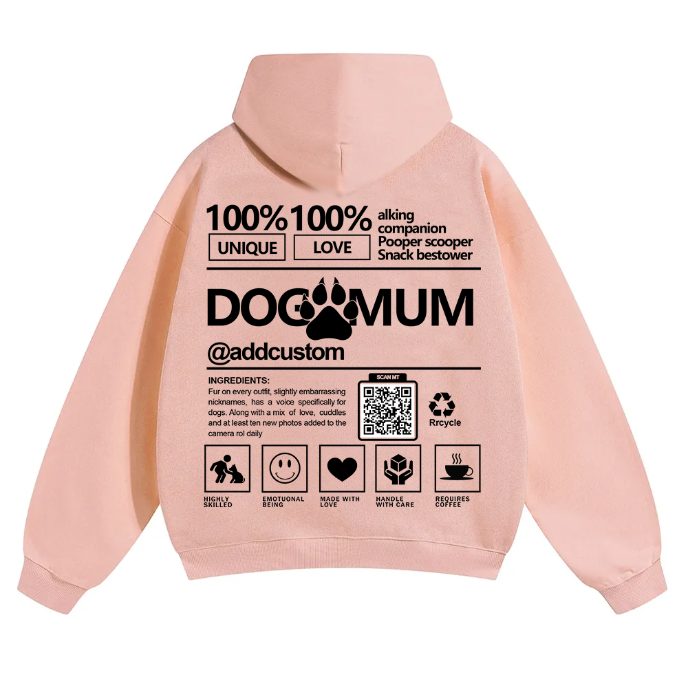 Dog Mum  Addcustom QR Code Name Solid Color Hoodie