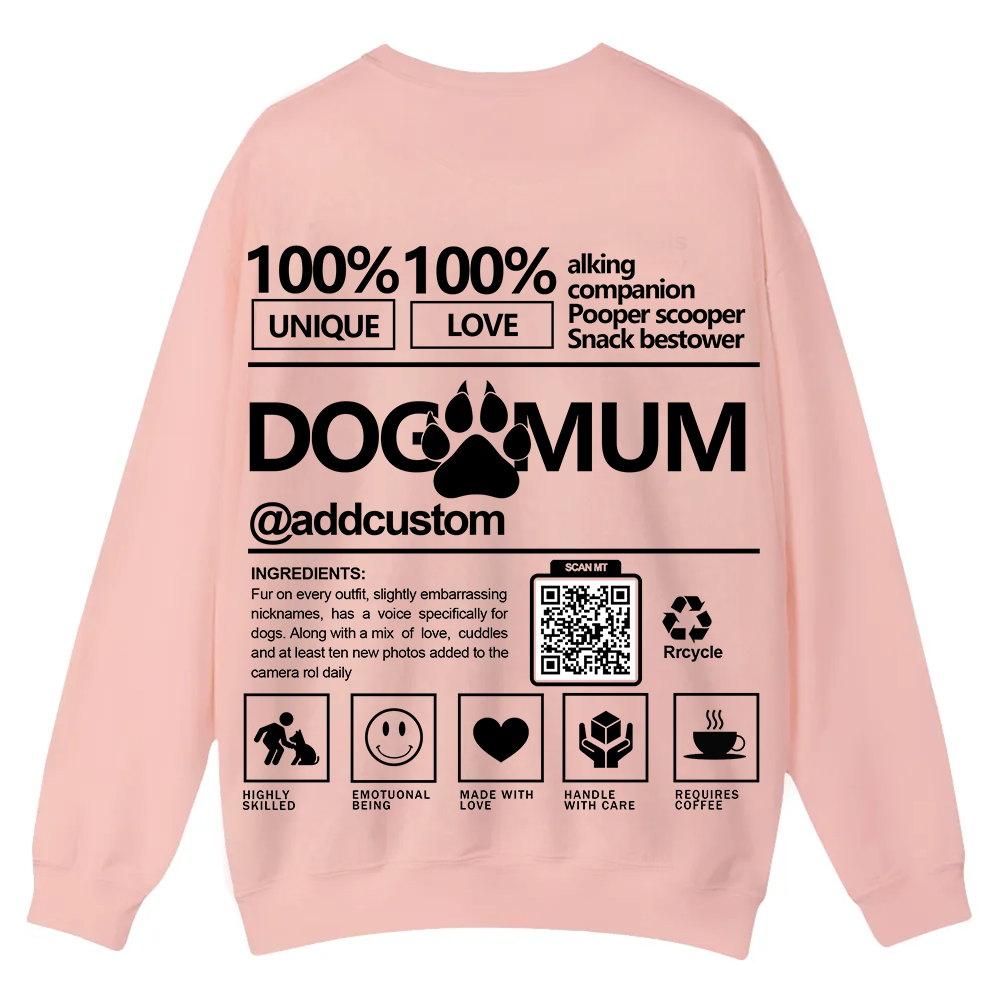 Dog Mum  Addcustom QR Code Name Unisex Casual Crewneck Sweatshirt