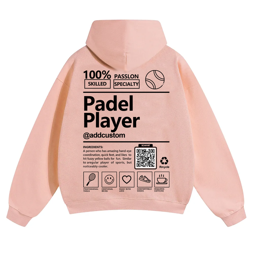 Padel player Addcustom QR Code Solid Color Hoodie wearishow