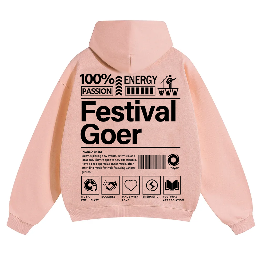 Festival Goer Solid Color Hoodie wearishow