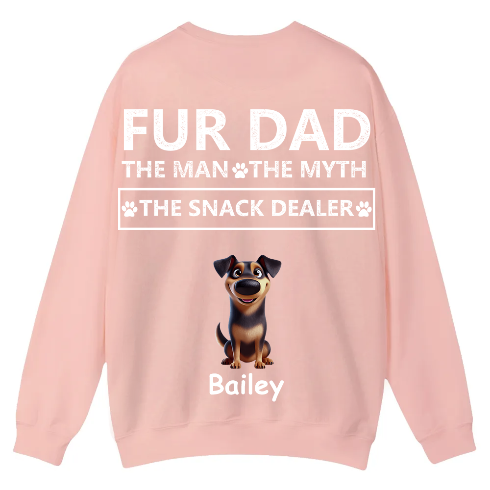 Fur Dad The Man The Myth The Snack Dealer - Personalized Custom Unisex Casual Crewneck Sweatshirt