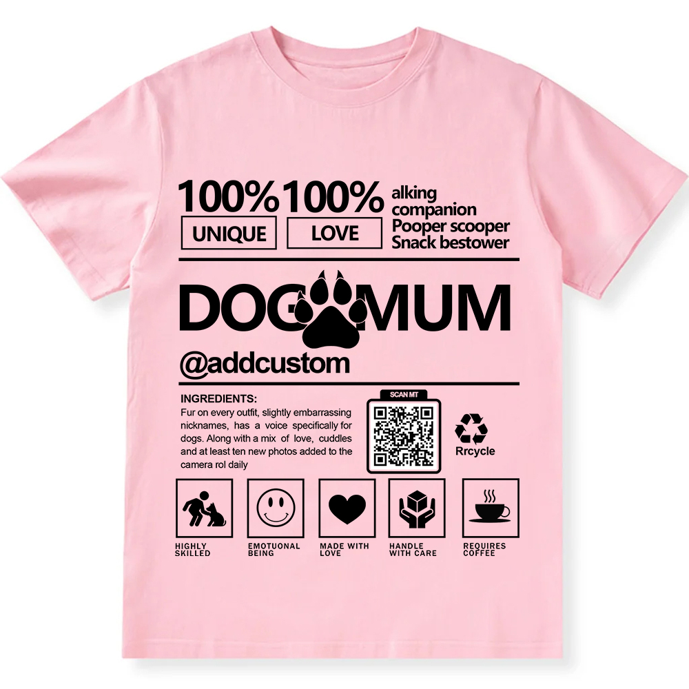 Dog Mum  Addcustom QR Code Name Unisex Fit Cotton T-Shirt wearishow