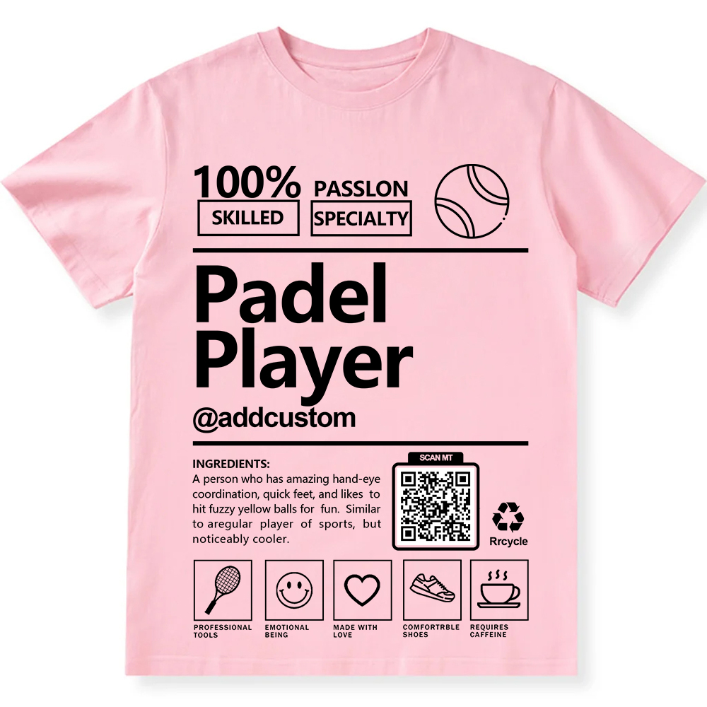 Padel Player Addcustom QR Code Unisex Fit Cotton T-Shirt wearishow