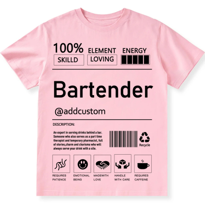 Bartender  Custom Unisex Fit Cotton T-Shirt wearishow