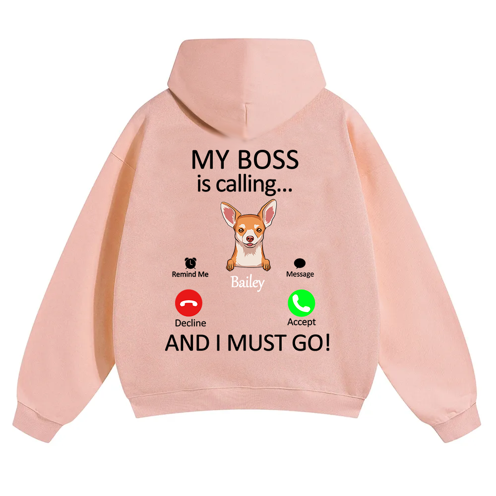 Dog Boss Calling - Personalized Custom Unisex Soild Color Hoodies wearishow