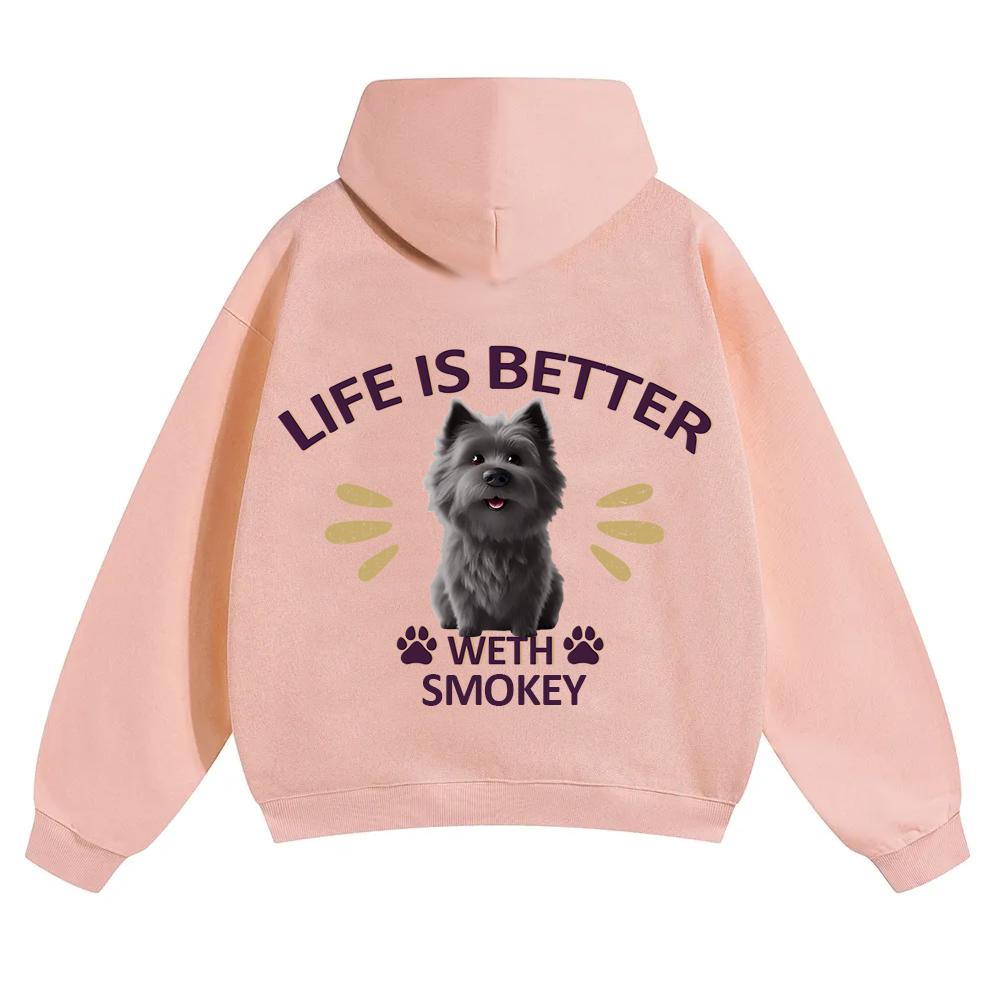 Better Life With My Dog - Personalized Custom Unisex Soild Color Hoodies wearishow