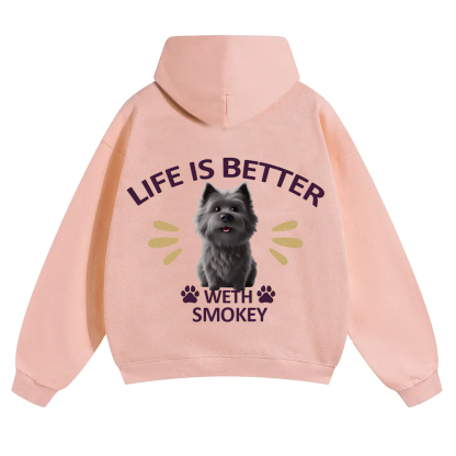 Better Life With My Dog - Personalized Custom Unisex Soild Color Hoodies wearishow