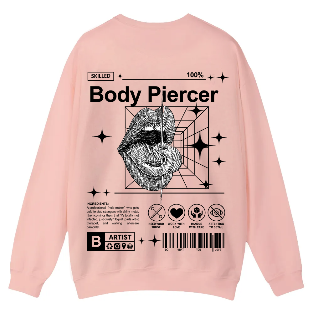 Body Piercer Casual Crewneck Sweatshirt wearishow